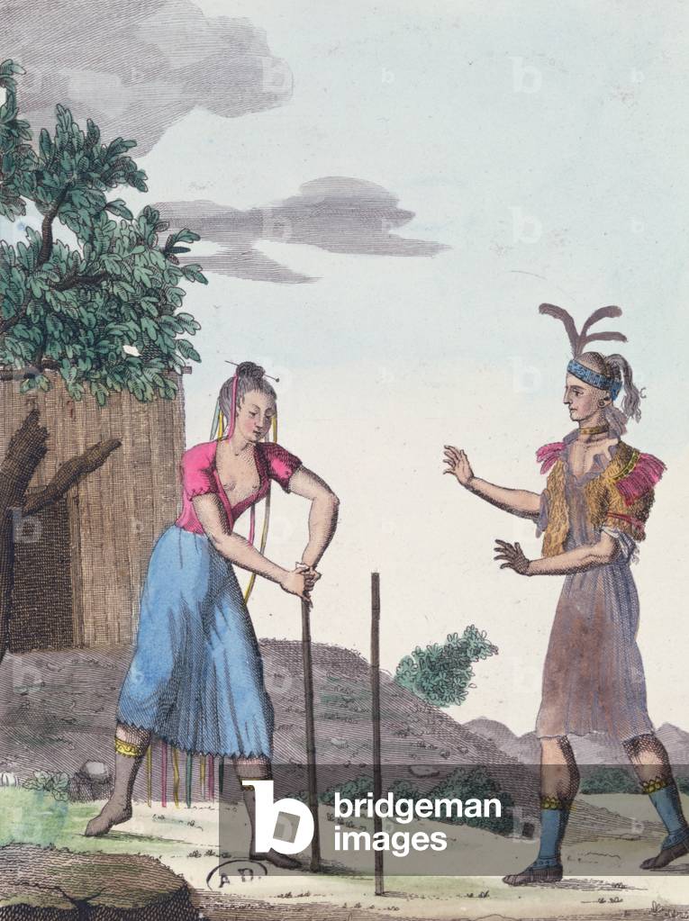 A marriage ceremony with the Creek indians, c.1811 (coloured engraving)