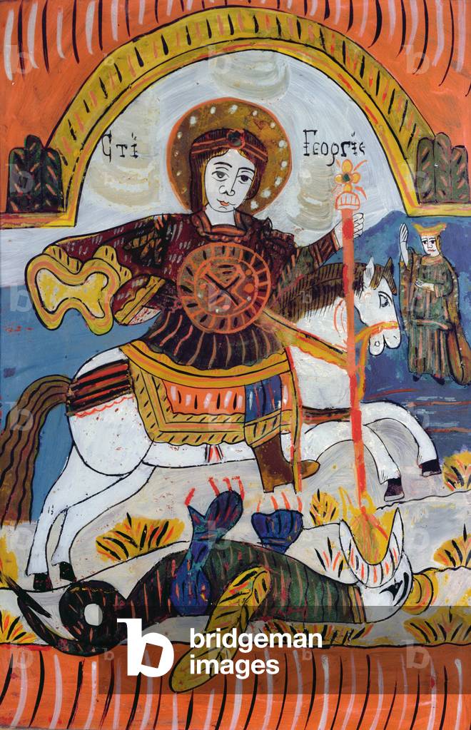 Saint George and the Dragon (oil on glass)