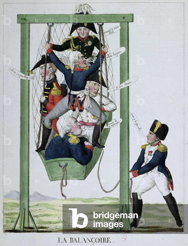 'The Swing', caricature of Napoleon (1769-1821), c.1814 (colour litho)