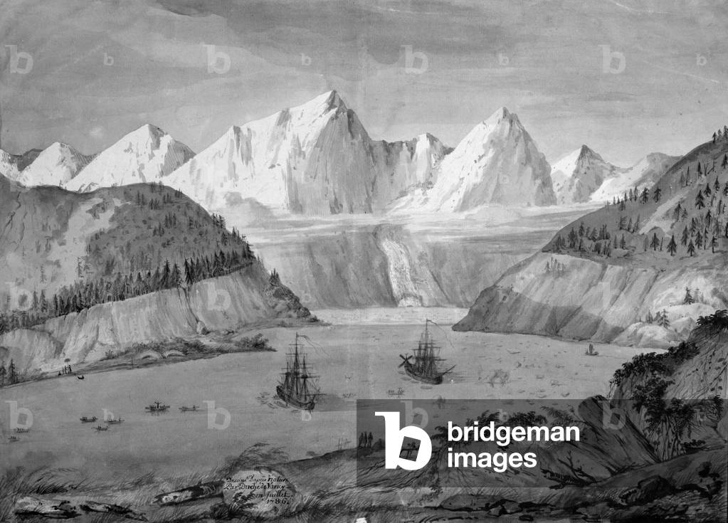 Le Port des Francais 1786 by Gaspard Duche de Vancy, b/w