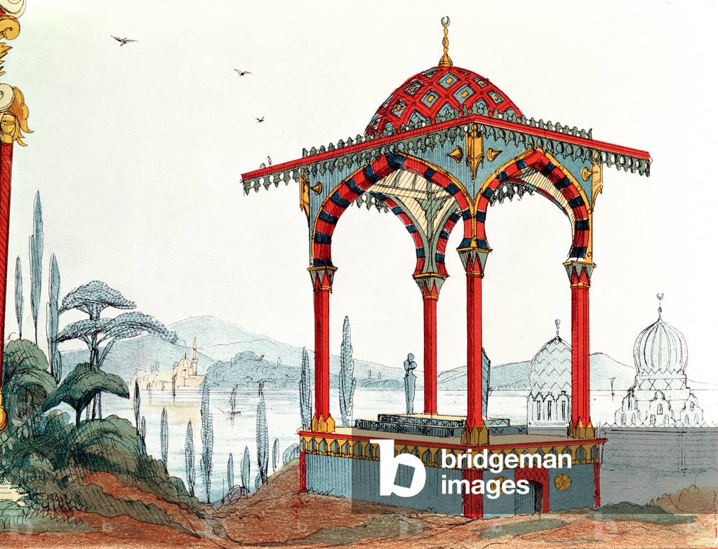 Architectural sketch in Turkey, late 19th century (pen & ink and colour on paper)