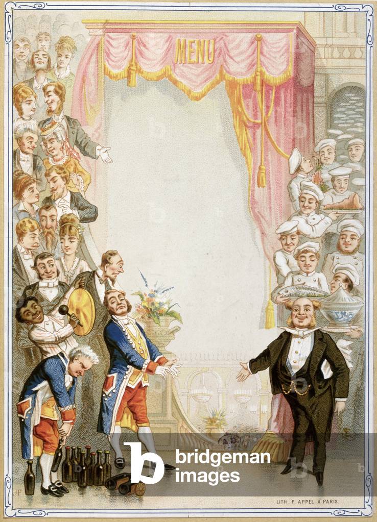 Background print for a menu, late 19th century (colour litho)