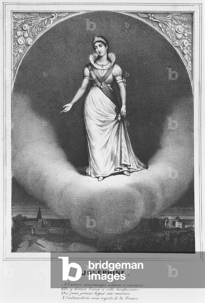 Empress Josephine de Beauharnais (1763-1814) and Freemasonry, c.1846 (litho) (b/w photo)