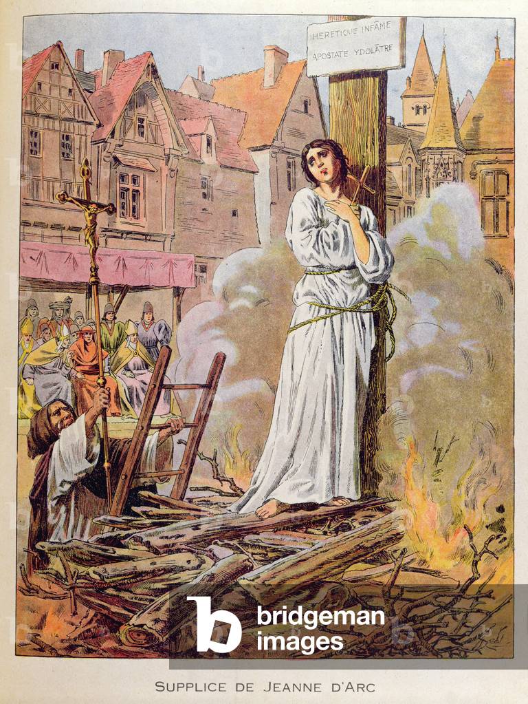 Joan of Arc at the Stake (colour litho)