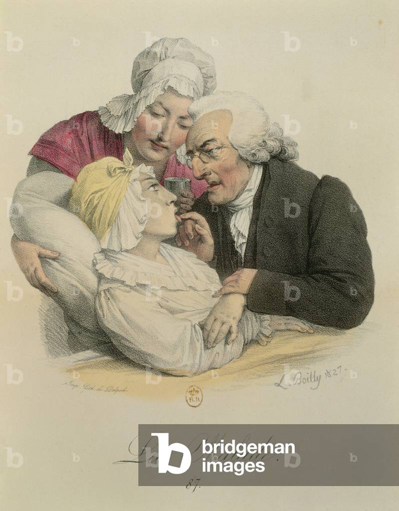 The Patient, engraved by Francois Seraphin Delpech (1778-1825) 1827 (colour litho)