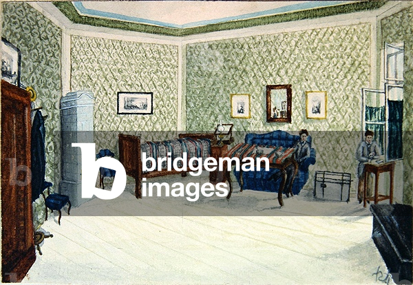 Room of a Student in Budapest, 1880 (w/c)