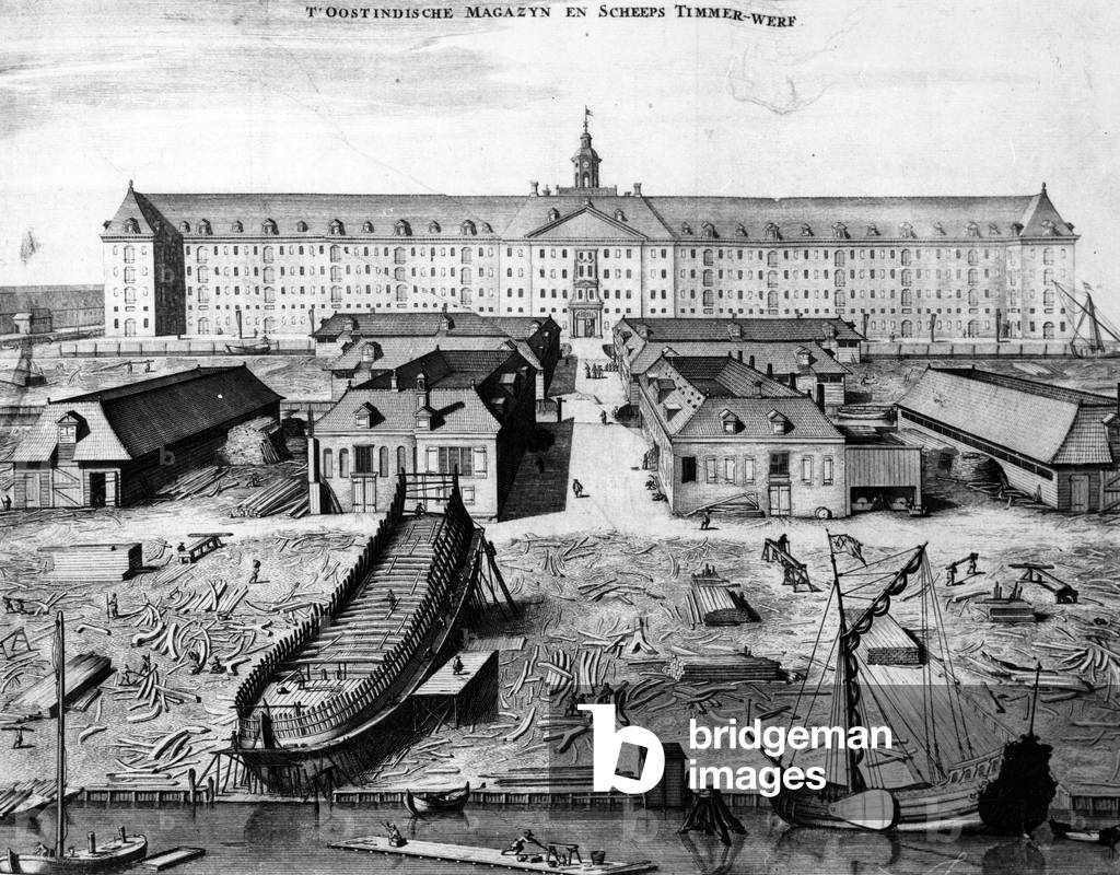 East India Company Shipyard and Warehouse in Amsterdam, 1725 (engraving)