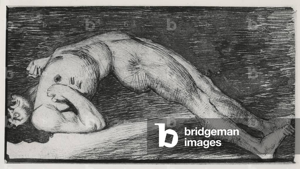Drawing of an epileptic seizure (engraving)