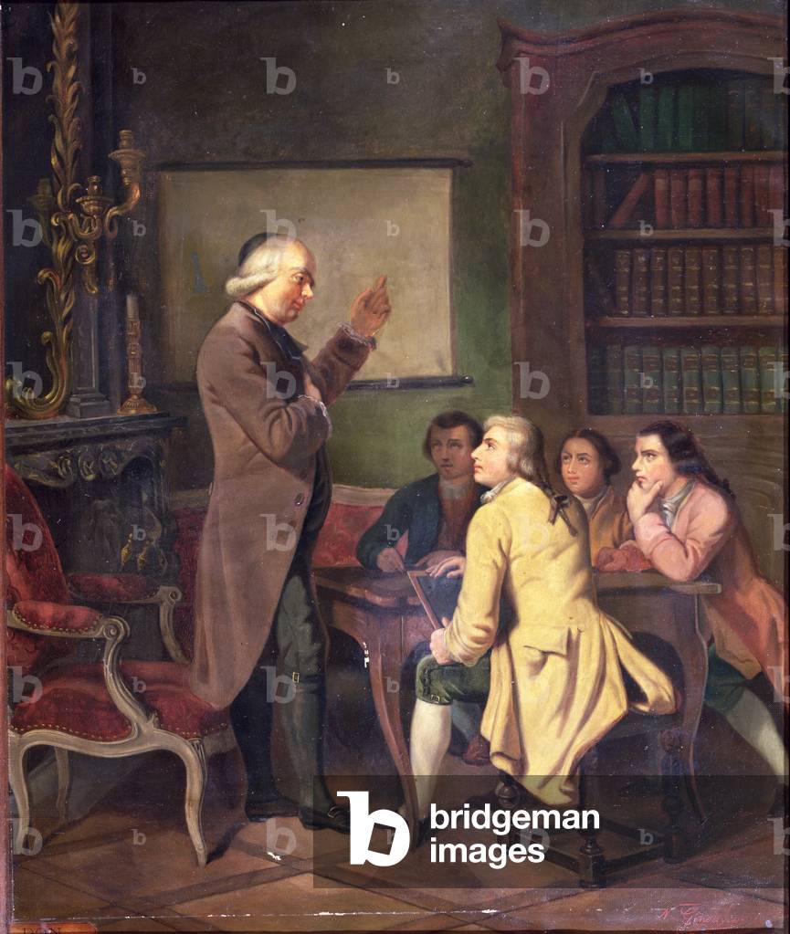 A Lesson with Abbe Charles Michel de l'Epee (1712-89) after a painting by F. Peyson (oil on canvas)