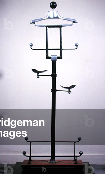 Hat and coat stand (painted metal and wood)