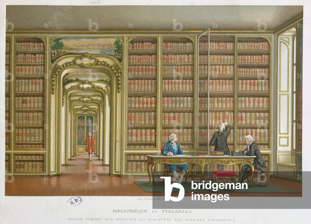 The Vergennes' library in chateau de Versailles (chromolitho)