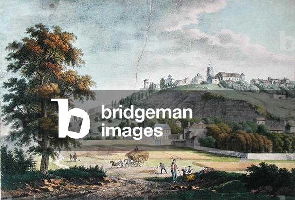 View of Montmartre from St. Denis (colour litho)