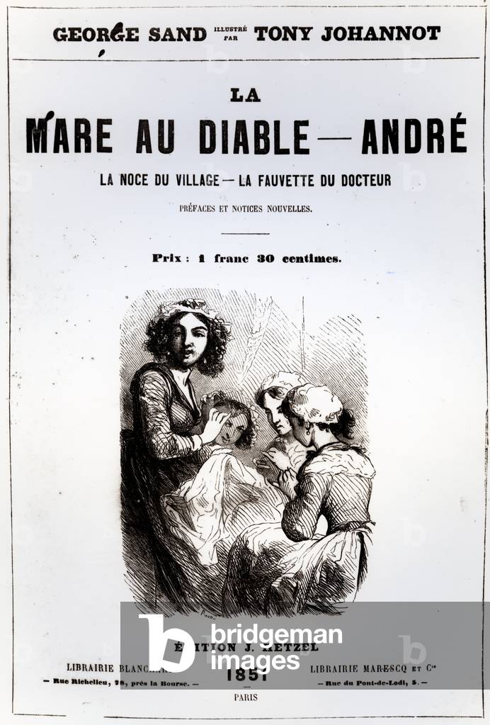 Title page of 'The Devil's Pool' by George Sand, illustrated by Tony Johannot, 1851 (engraving)