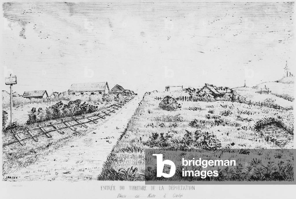 Album of the Isle of Pines, Entry of the deportation territory, 1878-79 (litho)