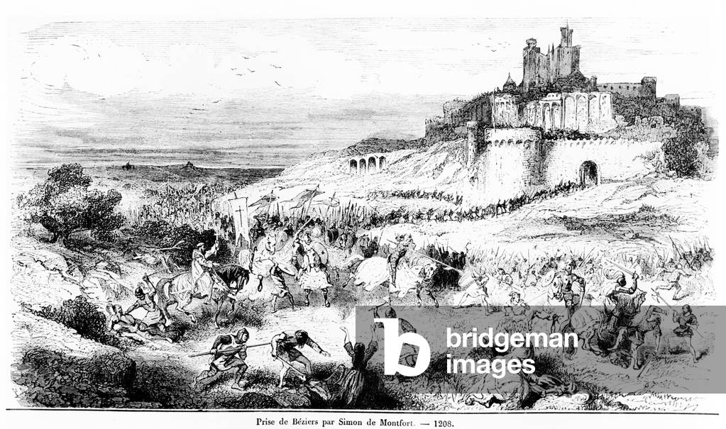 The capture of Béziers by Simon de Montfort on July 22, 1209 (engraving)