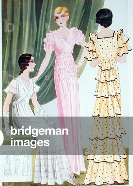 Our Young Ladies Dance, fashion plate from a supplement of 'Paris-Elegant' magazine, May 1933 (colour litho)