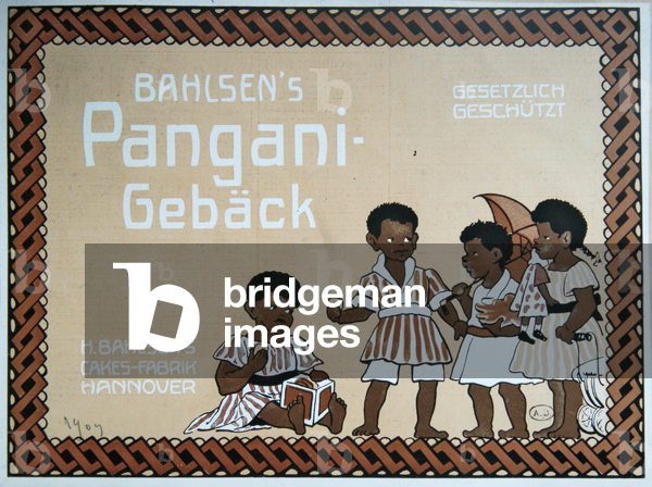 Advertisement for Bahlsen Pangani cakes and biscuits, 1909 (colour litho)