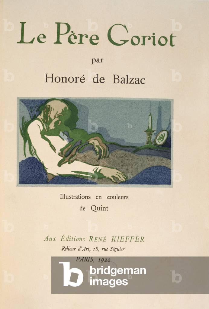 Titelseite von 'Le Pere Goriot' von Honore de Balzac, 1922 veröffentlicht (Farbe litho)