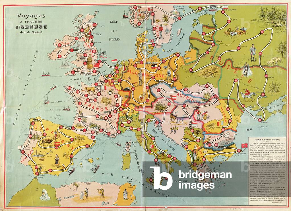Journeys across Europe Board Game, c.1875 (colour litho)