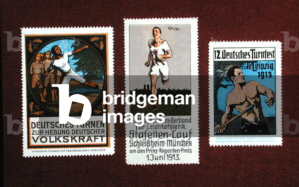 Postage stamps celebrating German Athletic festivals in 1913 (colour litho)