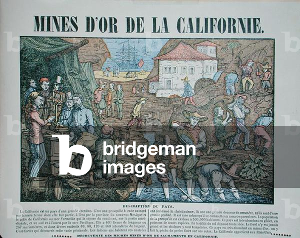Image of Engraving depicting Depiction of the Californian gold mines, 19th century by French Artist