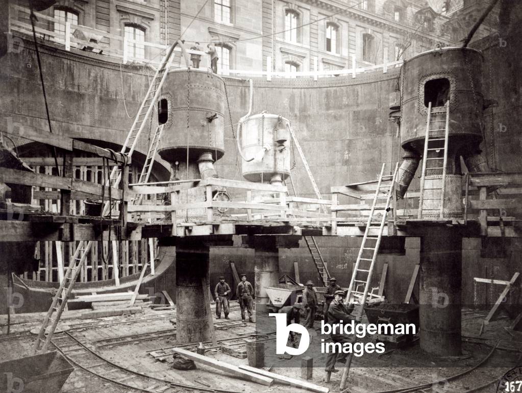 Construction of the Metro in Paris, 18th January 1907 (b/w photo)
