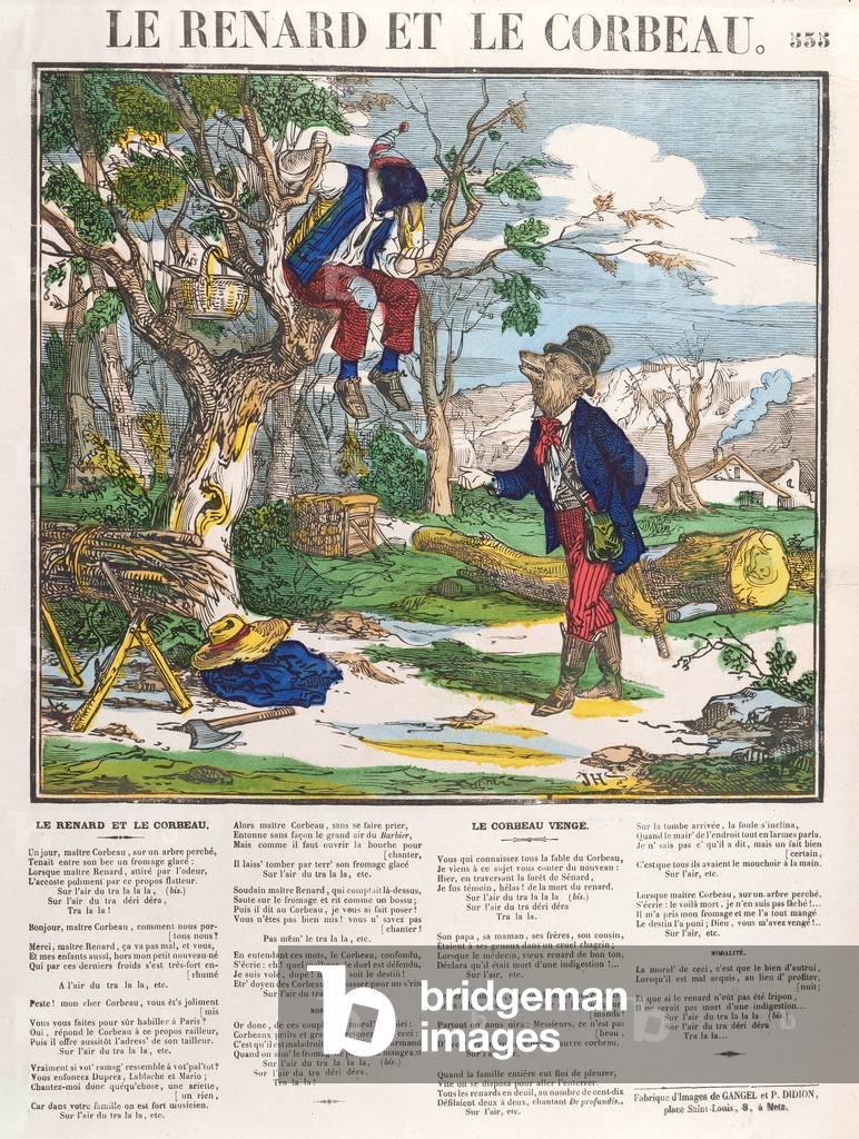 The Fox and the Crow, c.1840 (coloured engraving)