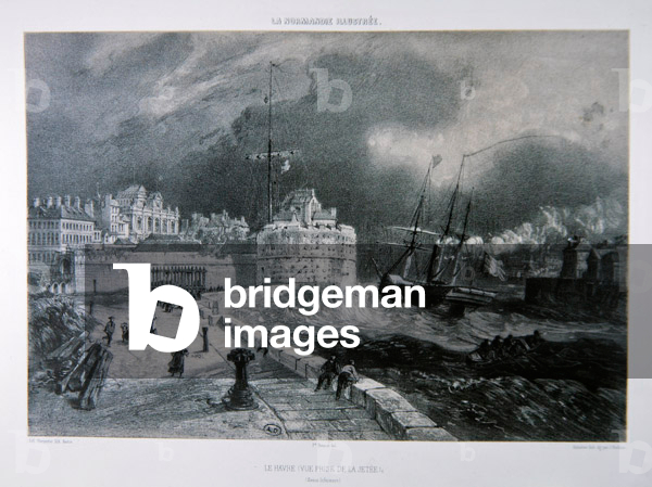 The Jetty at Le Havre, from the 1st volume of 'La Normandie Illustree', engraved by Charpentier, published in Nantes 1852 (litho)