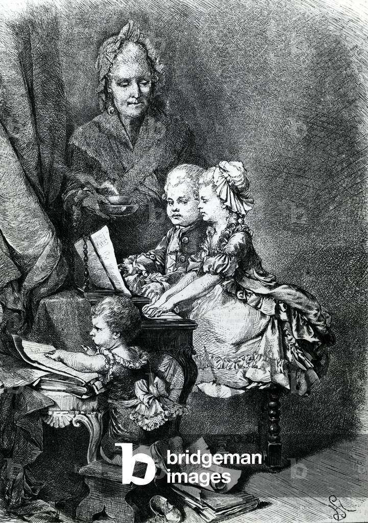 The Infant Mozart Playing the Piano (engraving)