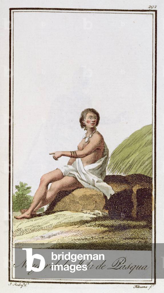 A Woman from Easter Island, engraved by Albuerne, 1799 (coloured engraving)