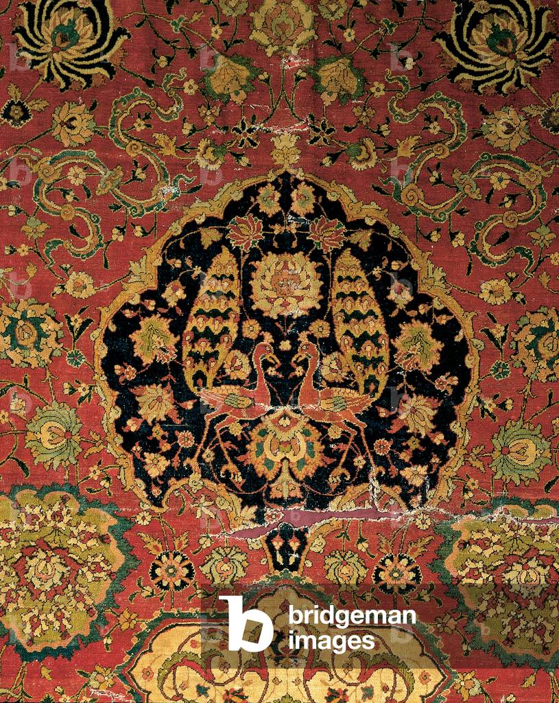 Detail: fragment of a medallion rug (wool pile on cotton & silk foundation)