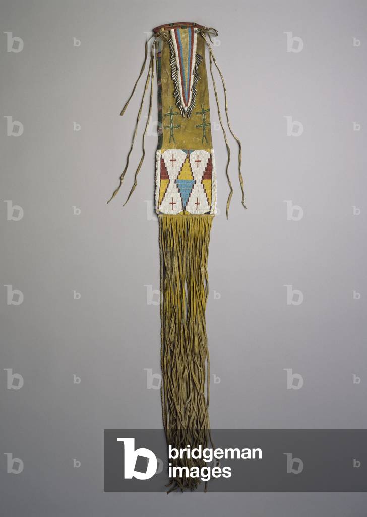 cheyenne tobacco bag Image of Southern Cheyenne tobacco bag from the Plains Region, late 19th by  American School, (19th century)