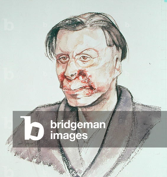 Face burns, Sergeant James Gourley (w/c and crayon on paper)