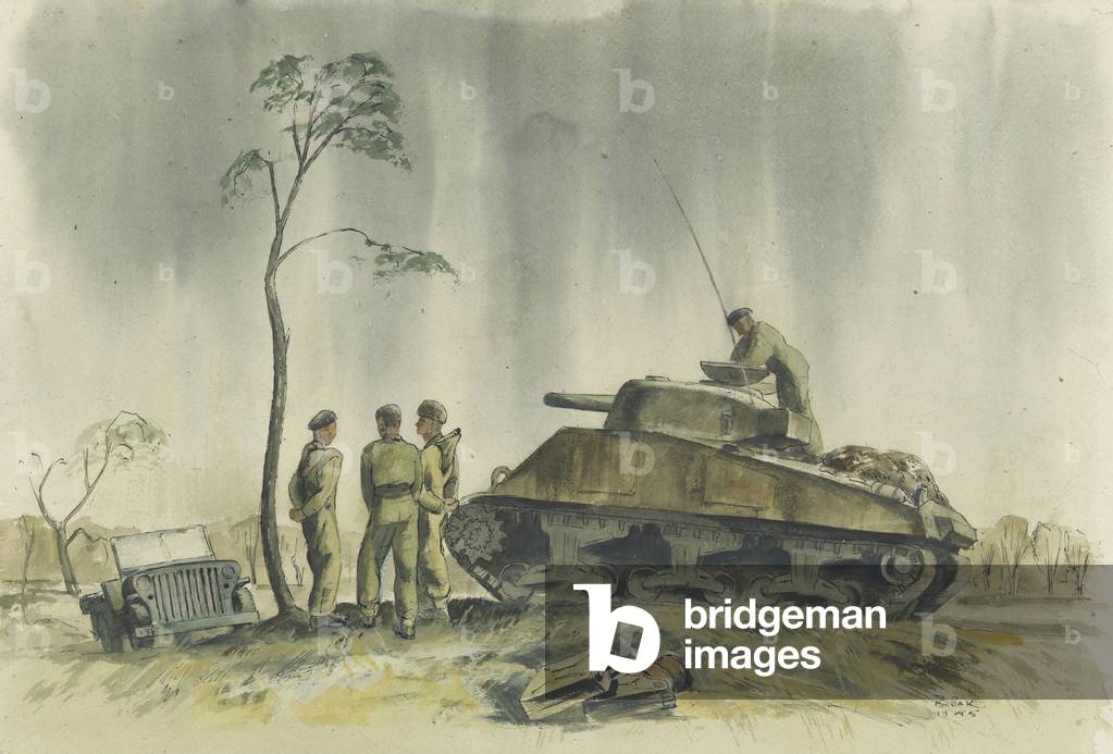 Canadian Grenadier Guards Back From Germany, 1945 (w/c on paper)