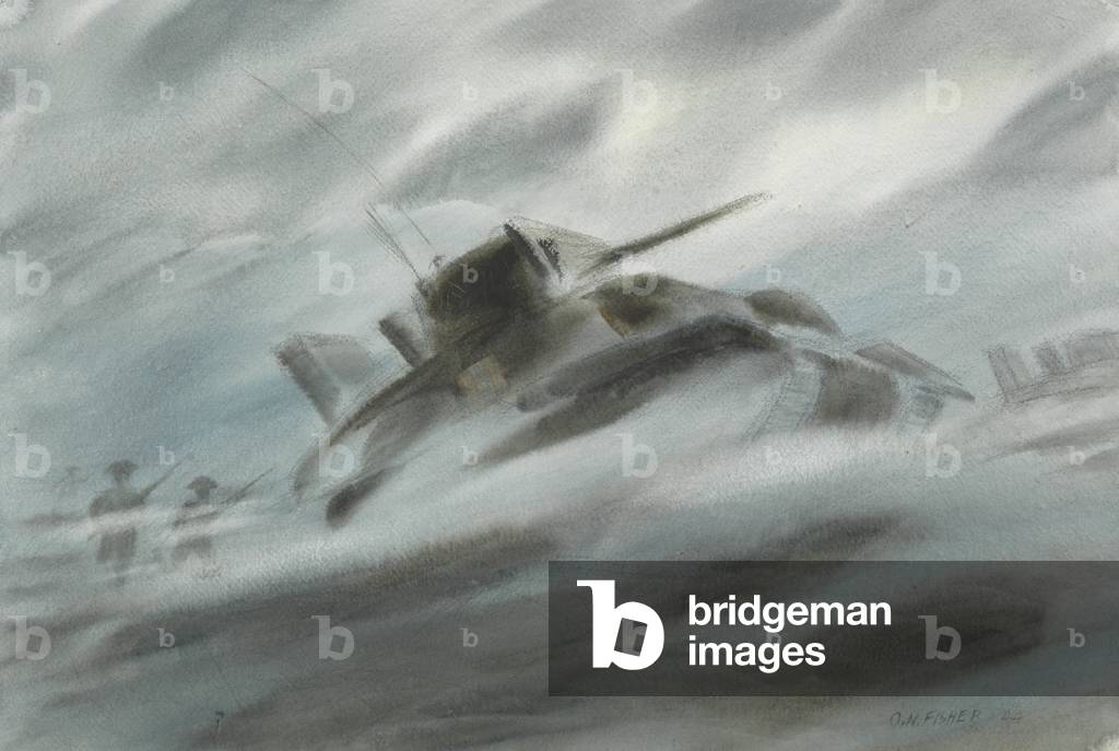 Tanks Advancing Through Smoke, 1944 (w/c on paper)