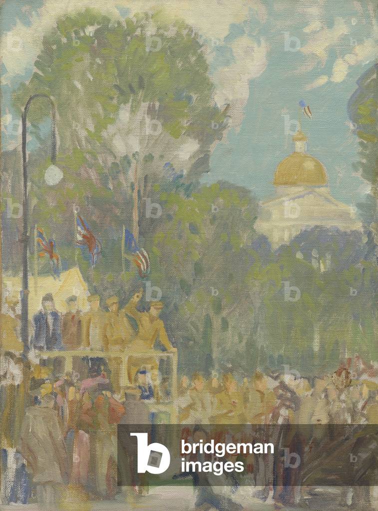 Sketch for British and Canadian Recruiting on Boston Common, 1914-19 (oil on board)