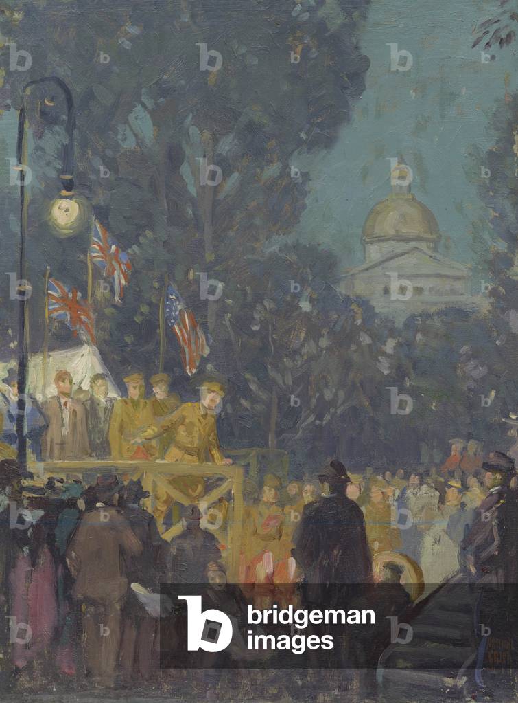 Sketch for British and Canadian Recruiting on Boston Common, 1914-19 (oil on board)