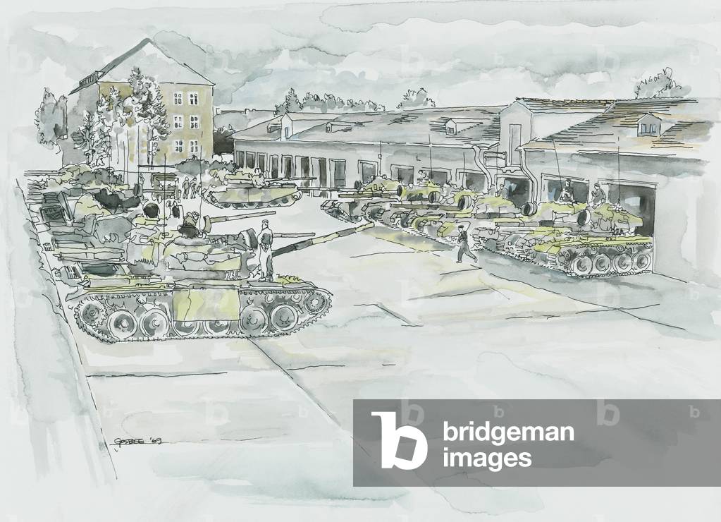 Operation Quick-Train, Fort Beauséjour, 1969 (pen & ink with w/c on paper)