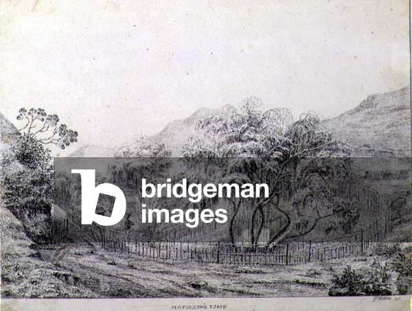 Napoleon's Tomb at Longwood on the Island of St. Helena, 1821 (pencil on paper)