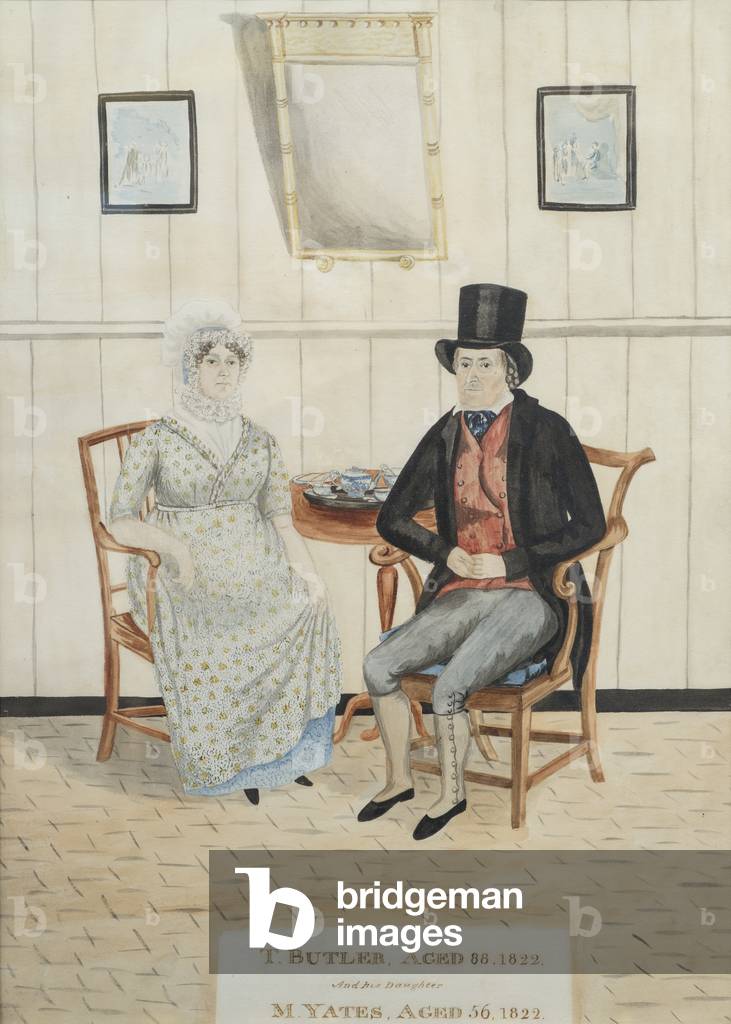 Portrait of T. Butler and his daughter M. Yates, c.1822 (w/c on paper)