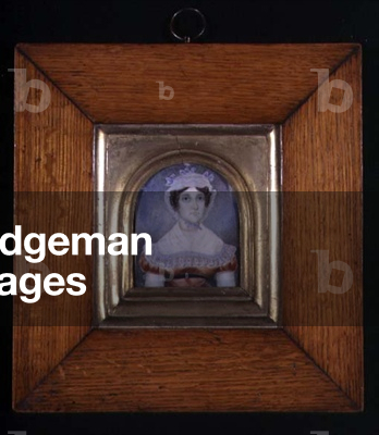 Portrait of a Lady in a Bonnet, c.1825 (w/c on ivory) (see 108774 for pair)