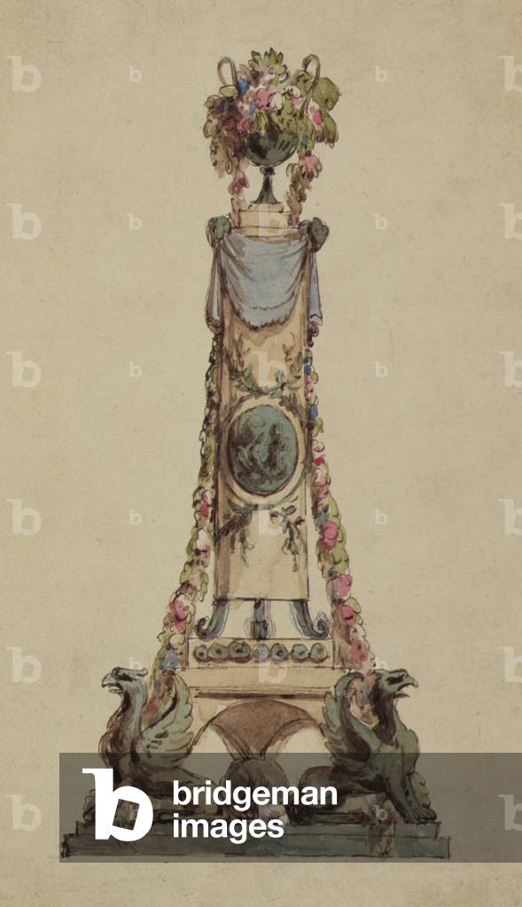 Image de Dessin représentant Design pour une pièce centrale néoclassique, 19th Siècle par French School