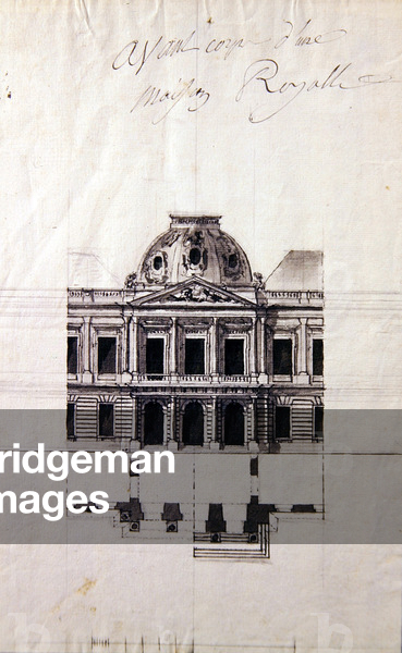 Design for a facade for a royal house (pen & ink with grey washes)