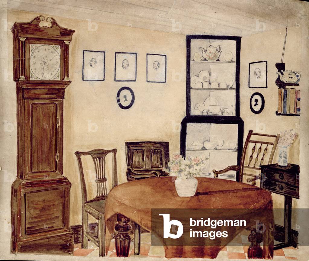 Interior of an Antique Dealer's House, c.1870 (w/c on paper)