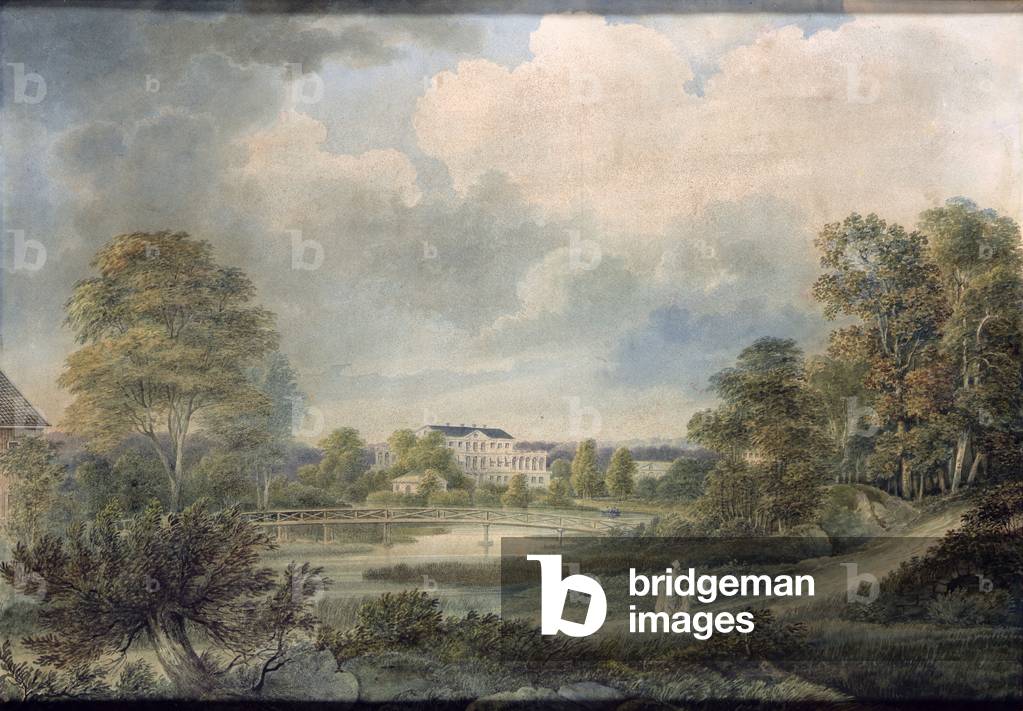 View of Safslaholm Castle in Sweden (w/c on paper)