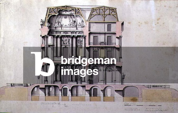Cross-section of a Mansarded Chateau, c.1690 (pen & ink and w/c on paper)