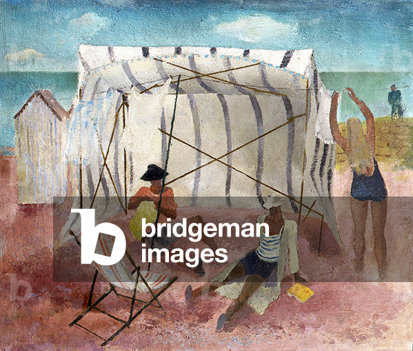 The Beach Tent, Swimming (oil on board)