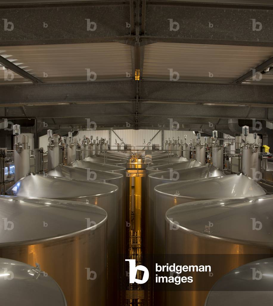 Steel tanks for Champagne production, Maison Mumm Winery, Reims, France (photo)