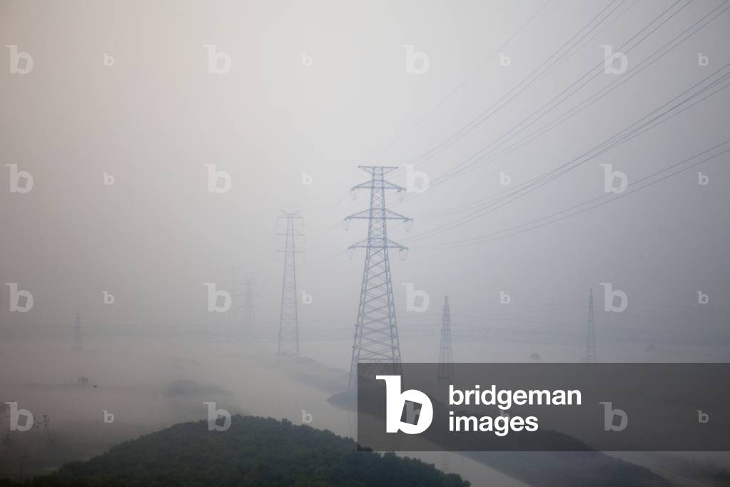 In train approaching Shanghai, China (photo)