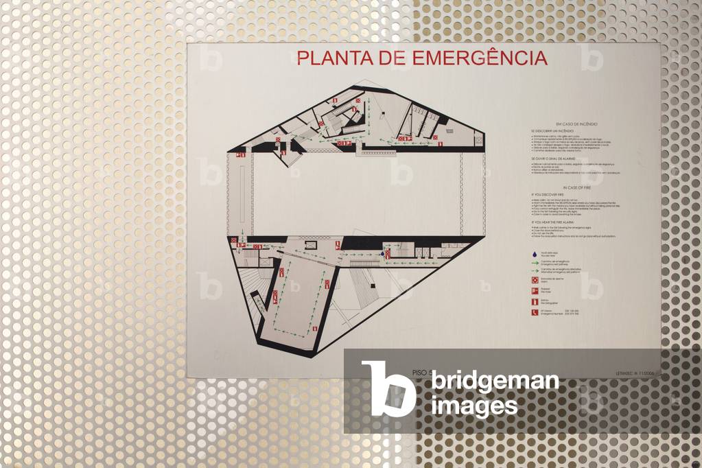 Emergency exit map, Casa da Musica, designed by Rem Koolhaas OMA, Porto, Portugal (photo)
